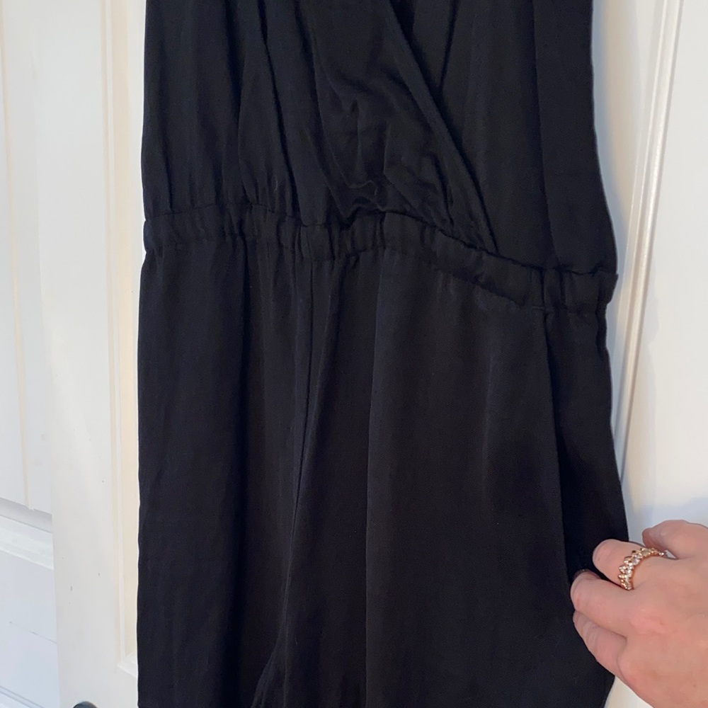Loft Black Cropped Wide Leg Jumpsuit size Medium - Picture 7 of 8